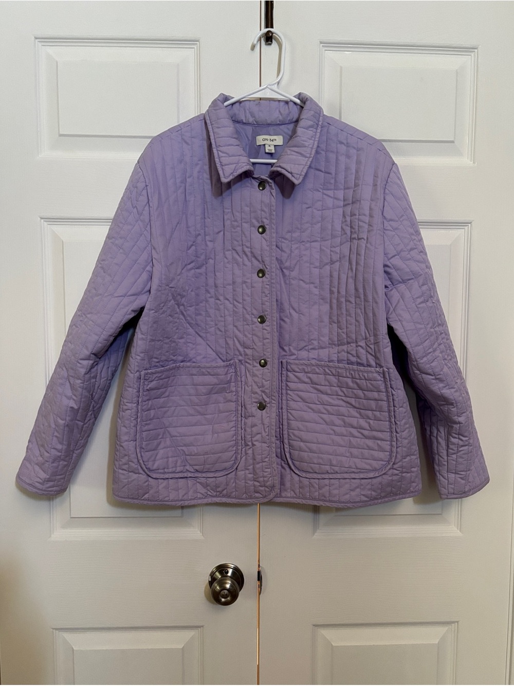 ON 34th Women’s XL Lavender Quilted Jacket Snap Front Cotton Lightweight